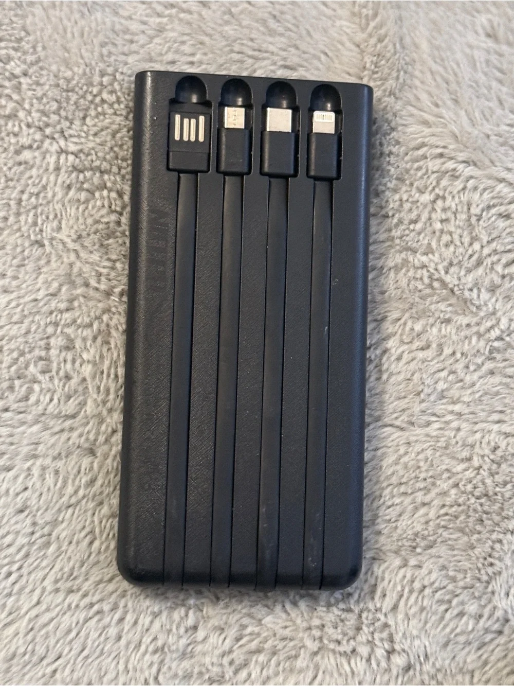 Portable Solar Power Bank Charger with 4 Built-In Cables & Dual LED Flashlight